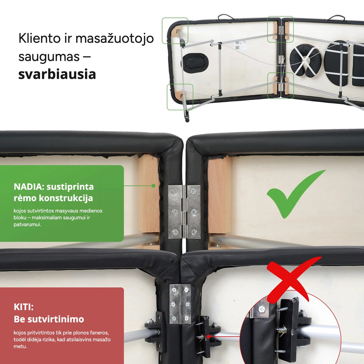 Aliuminis sulankstomas masažo stalas Habys Aveno Life Nadia Comfy – vaizdas 9