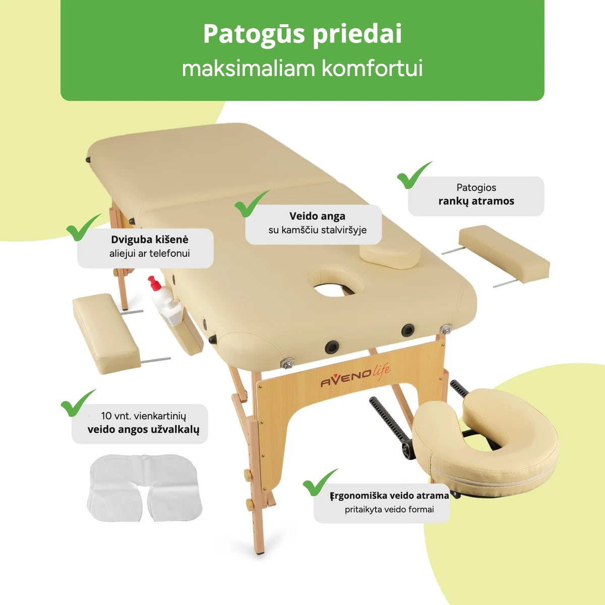 Sulankstomas masažo stalas Habys Aveno Life Sofia – vaizdas 3