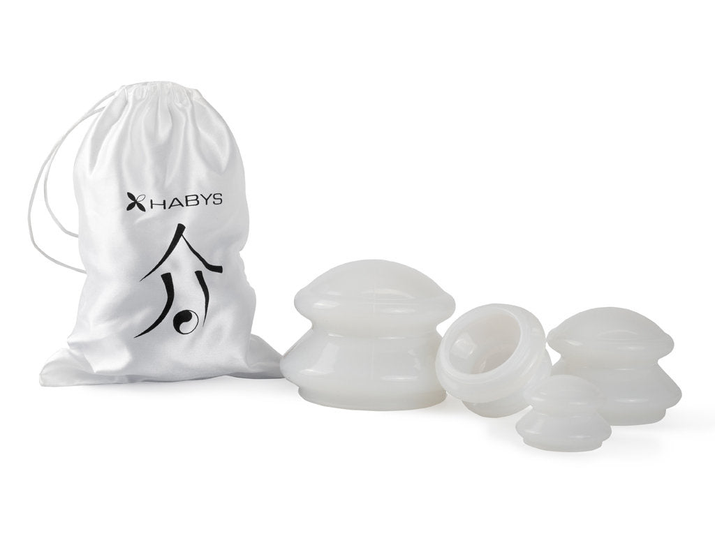 Silikoninės masažo taurės Habys, 4 vnt. – Baltos