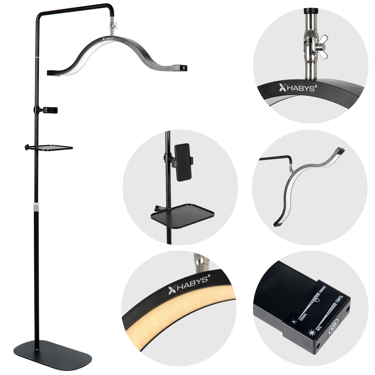 Kosmetologinė LED lempa Habys Vena, 45 W – Juoda (Vena Dark)