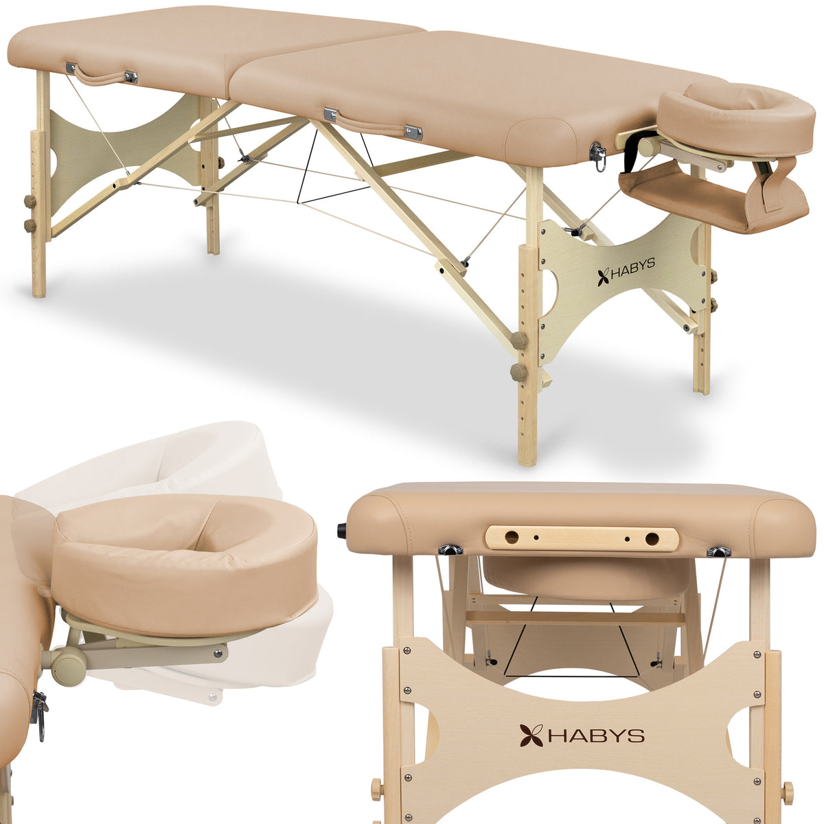 Sulankstomas masažo stalas Habys Bello One, Moco Beige K607, T-SKBELLONE002