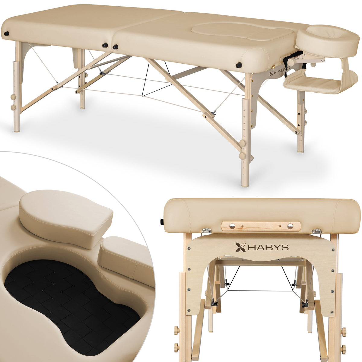 Sulankstomas masažo stalas Habys Olivia, Moco Beige K607, V-SKS00309