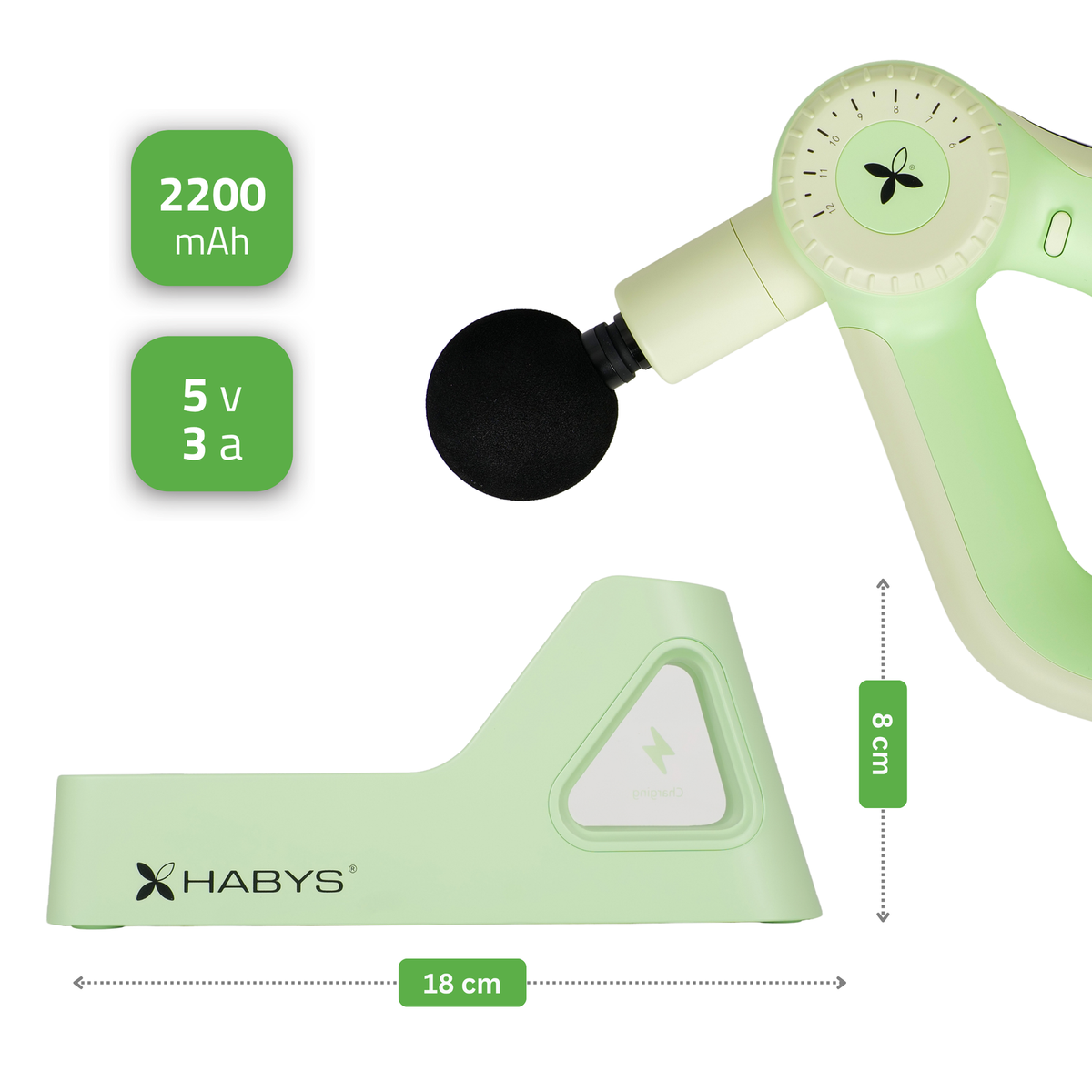 Įkrovimo stotelė Habys Pro Therapy Go, žalia – vaizdas 2