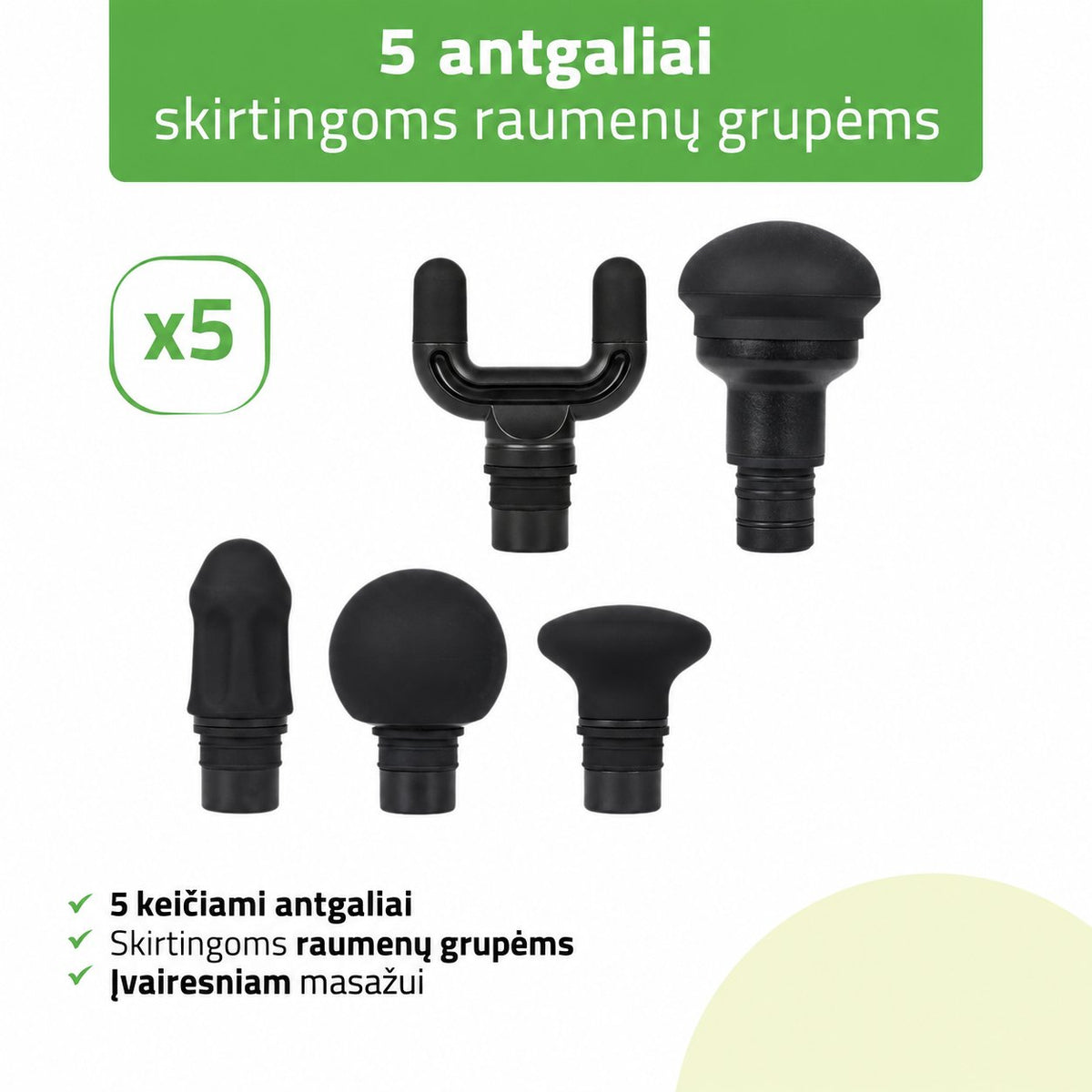 Habys Neo – 5 keičiami antgaliai skirtingoms raumenų grupėms
