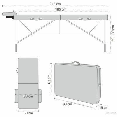 Aliuminis sulankstomas masažo stalas Habys Nadia Comfy 5 cm