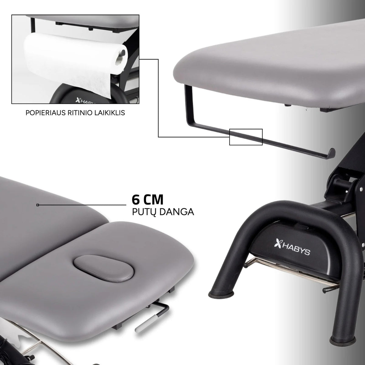 Stacionarus elektrinis masažo stalas Habys Agila 2 Touch Core k322, pilkas – vaizdas 4