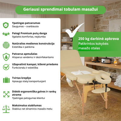 Sulankstomas 3 segmentų masažo stalas Habys Aveno Life Bianca – vaizdas 2