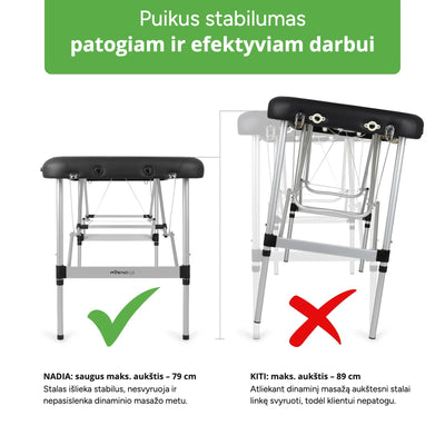 Aliuminis sulankstomas masažo stalas Habys Aveno Life Nadia Comfy – vaizdas 6