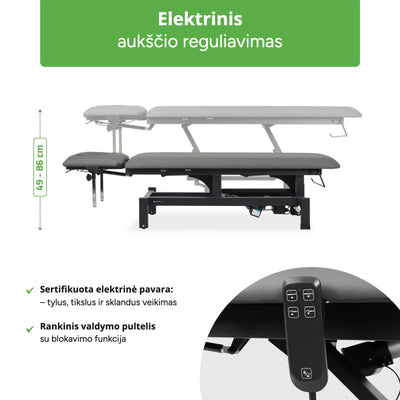 Stacionarus elektrinis masažo stalas Habys Fortis 4 ERGO, pilkas – vaizdas 3