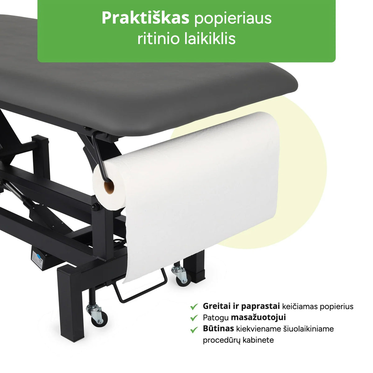 Stacionarus elektrinis masažo stalas Habys Fortis 4 ERGO, pilkas – vaizdas 7