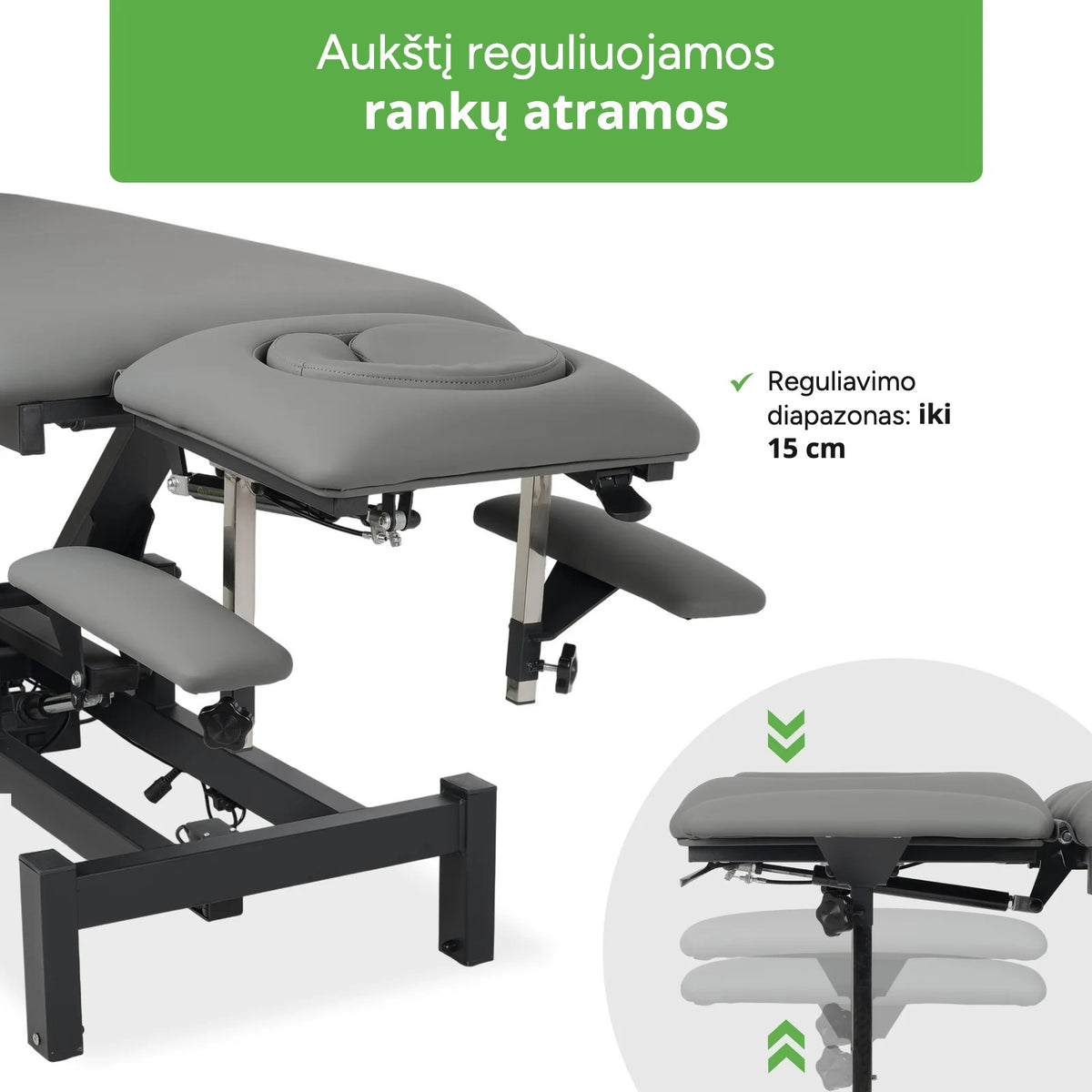 Stacionarus elektrinis masažo stalas Habys Fortis 4 ERGO, pilkas – vaizdas 8