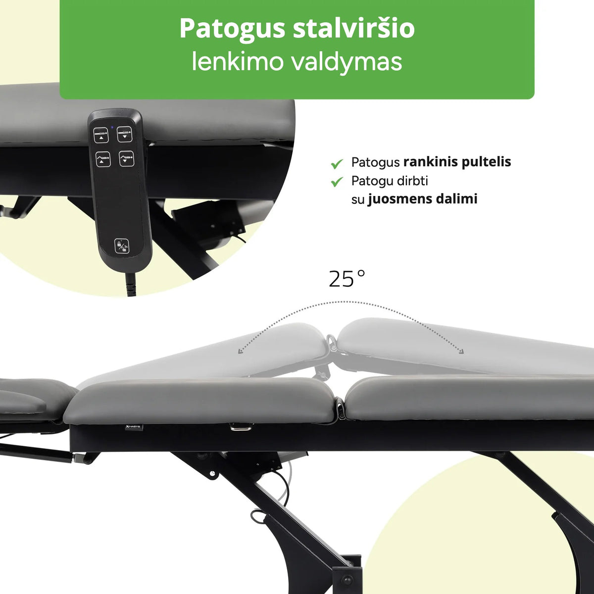 Stacionarus elektrinis masažo stalas Habys Fortis 5 ERGO – vaizdas 7