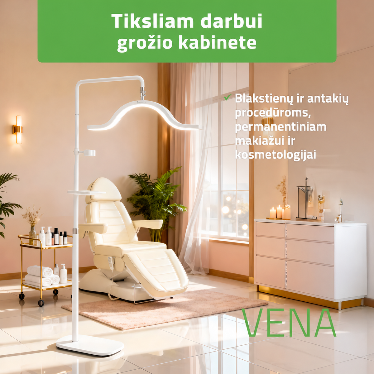 Habys Vena balta LED lempa grožio kabinete – lietuviškas pristatymas