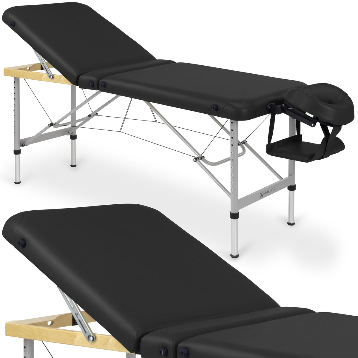 Sulankstomas masažo stalas Habys Aero Plus, Juoda K015, G-SKARP60AK015000ZN2ZS