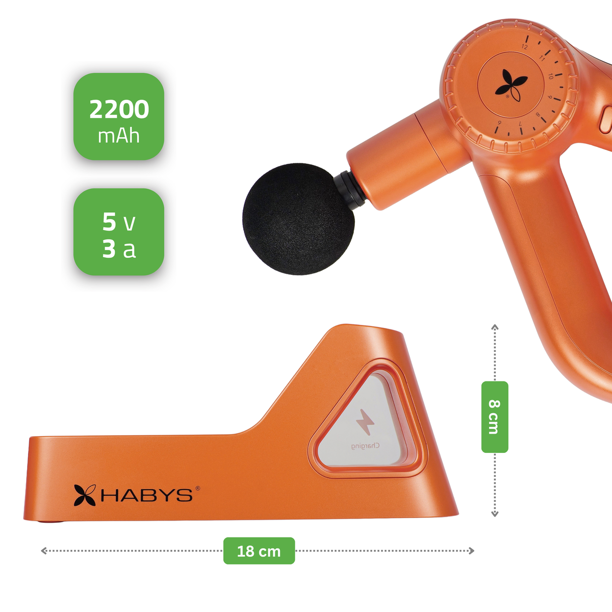 Įkrovimo stotelė Habys Pro Therapy Go, oranžinė – vaizdas 2