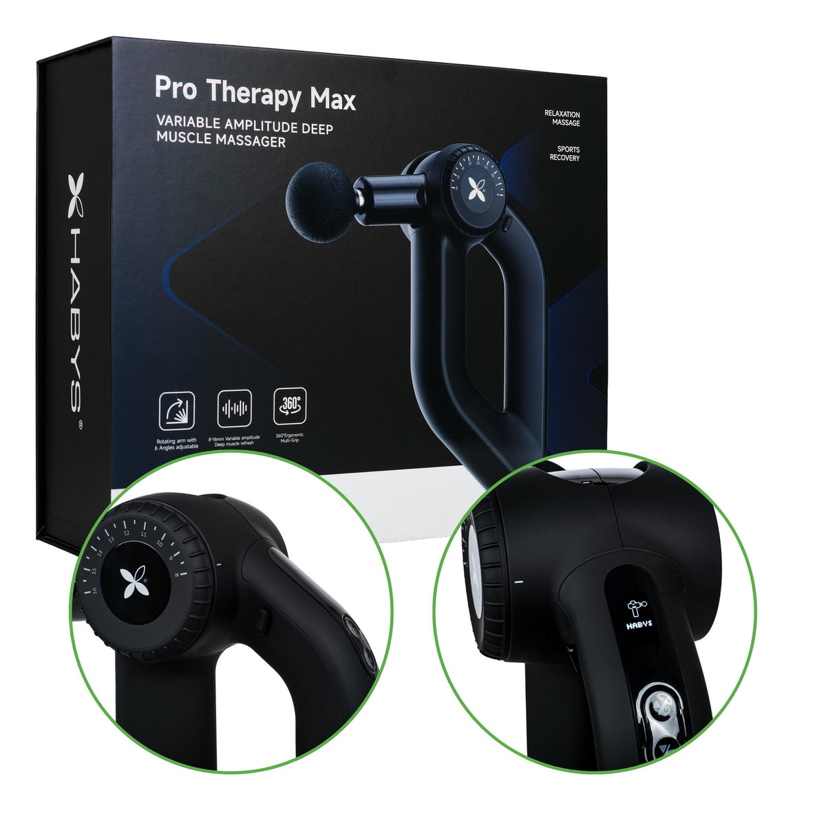 Smūginis masažuoklis Habys Pro Therapy Max – vaizdas 9