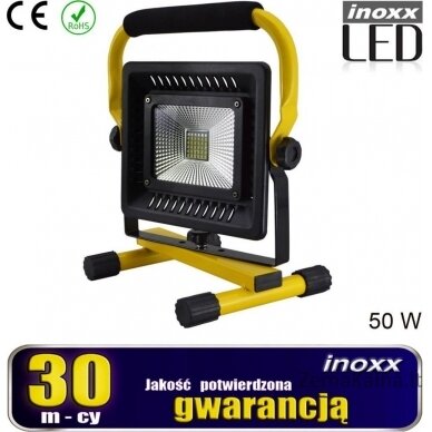 Nvox nešiojamas LED prožektorius 50w 6000k baterija/230v