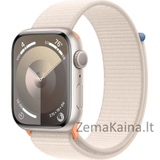 Apple Watch 9 45 mm GPS Starlight Alu Sport Loop išmanusis laikrodis smėlio spalvos (MR983QP/A)