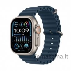 „Apple Watch Ultra 2“ GPS + mobilusis 49 mm titano dėklas „Ocean Band“ išmanusis laikrodis mėlynas (MREG3GK/A)