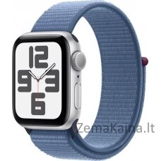 „Apple Watch SE 2023“ GPS + mobilusis 44 mm sidabrinis „Alu Sport Loop“ išmanusis laikrodis mėlynas (MRHM3QF/A)