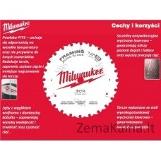 Milwaukee MILWAUKEE diskinis pjūklas 190x30x2,1x48z MEDIENA – ŠVARUS PJOVIMAS CSB P W