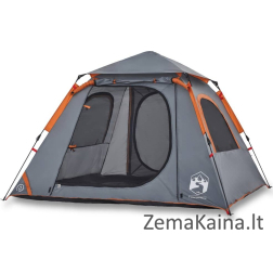 vidaXL kempingo palapinė vidaXL 4 asmenų palapinė, pilka ir oranžinė, greitas pastatymas
