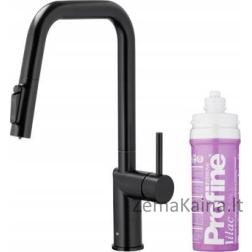 KFA DUERO PURE STYLE IŠtraukiamas virtuvinis maišytuvas KITCHEN FATTER SU VANDENS FILTRACIJOS FUNKCIJA IR IŠSIŠUKAMAS SNAGA + PROFINE LILAC S FILTRAS RINKINYS, JUODAS