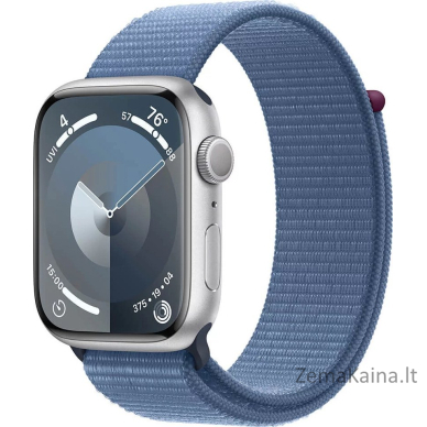 „Apple Watch 9“ 45 mm GPS sidabrinis „Alu Sport Loop“ išmanusis laikrodis mėlynas (MR9F3QP/A)