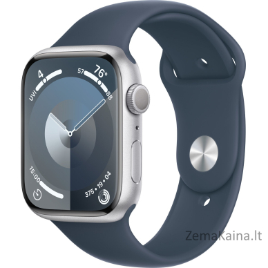 Apple Watch 9 45 mm GPS sidabrinis išmanusis laikrodis Alu Sport M/L Blue (MR9E3QI/A)