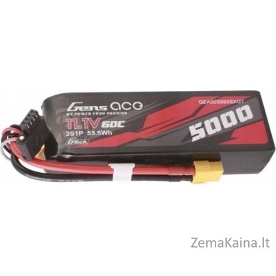 Gens Ace Gens ace G-Tech 5000mAh 11.1V 60C 3S1P Lipo baterija su XT60 Plug jungtimi