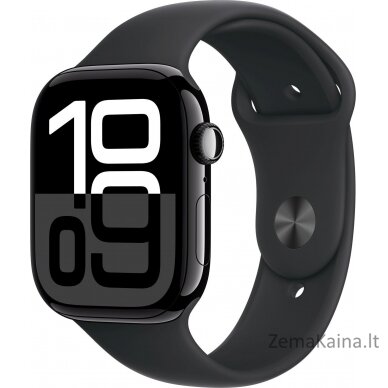 Apple išmanusis laikrodis Apple Watch Series 10 GPS + Cellular 46mm Jet Black aliuminio dėklas su juoda sportine apyranke – M/L