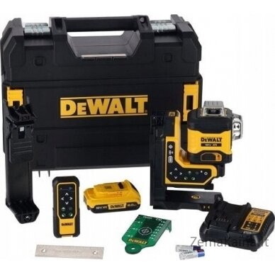 DEWALT. LINIJAUS LAZERIS 18V DCLE34035D1 ŽALIAS 3x360 1x2.0Ah