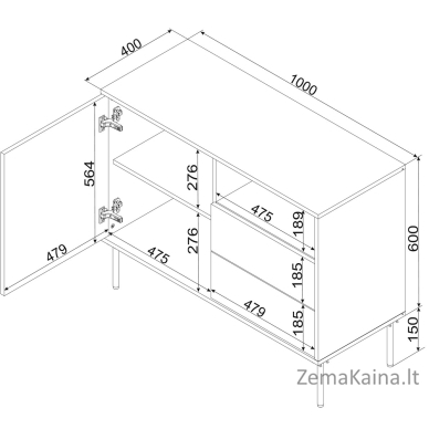 1D2S TRESSE komoda 100x40x75 matinės žalios spalvos 3