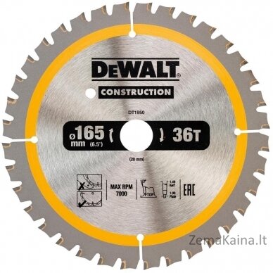 Dewalt Piła Piła 165x20MMX36Z - DT1950 -QZ