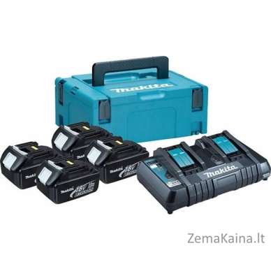 Makita maitinimo komplektas 18V MAKPAC, BL1830Bx4+DC18RD (197970-3)