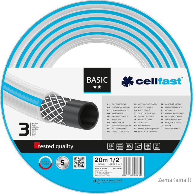 Cellfast sodo žarna 1/2" 20 m bazinė (10-400)