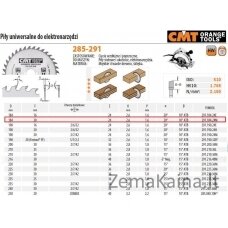 CMT universalus pjūklas, skirtas išilginiam ir skersiniam pjovimui Hm D = 184 F = 30 Z = 24 K = 2,6/1,6 CMT291.184.24M