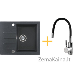 Kernau granitinė kriauklė Kernau Set KGSA 4560 1B1D + KWT 30 Chromo čiaupas