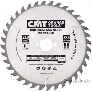 CMT universalus pjūklas, skirtas išilginiam ir skersiniam pjovimui HM 216x30x2.8/1,8 z = 48 (291,216,48m)