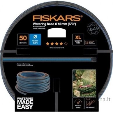 Fiskars drėkinimo žarna su dideliu atsparumu sukimui Q4, 15 mm (5/8'') 50 m (1027099)