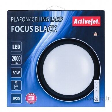 Activejet Plafon LED AJE-FOCUS Black + pilot lubų šviestuvas Juoda Nekeičiama (-os) lemputė (-os) G 9