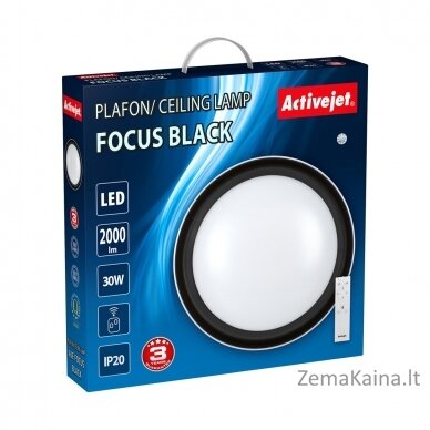 Activejet Plafon LED AJE-FOCUS Black + pilot lubų šviestuvas Juoda Nekeičiama (-os) lemputė (-os) G 2