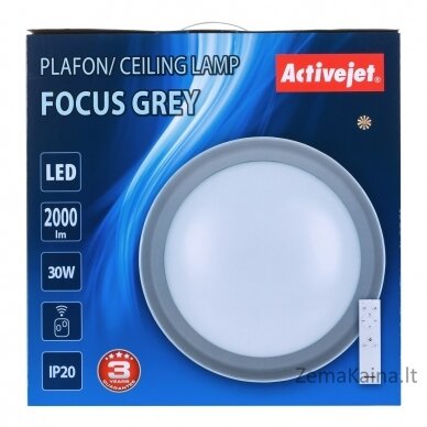 Activejet Plafon LED AJE-FOCUS Grey + pilot lubų šviestuvas Pilka Nekeičiama (-os) lemputė (-os) G 12