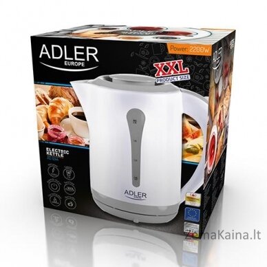 Adler AD 1244 elektrinis virdulys 2,5 L Balta 2200 W 3