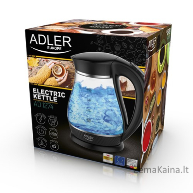 Adler AD 1274 B elektrinis virdulys 1,7 L Juoda, Permatomas 2200 W 4