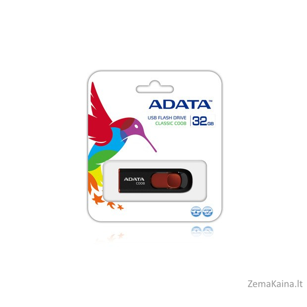ADATA 32GB C008 USB atmintukas USB A tipo 2.0 Juoda, Raudona 1