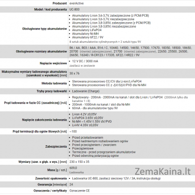 Akumuliatorių įkroviklis ličio jonų ir Ni-MH įkraunamiems akumuliatoriams everActive UC-800 1