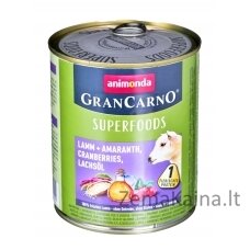 ANIMONDA monda GranCarno Superfoods skonis: aviena, burnočiai, spanguolės, lašišos aliejus - 800 g skardinės