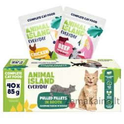 ANIMAL ISLAND Everyday Beef and chicken fillets in broth - šlapias kačių maistas - 40 x 85g