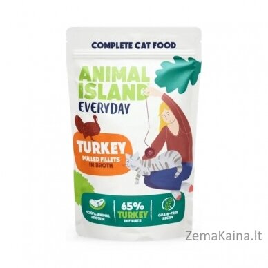 ANIMAL ISLAND Everyday Turkey and White fish fillets in broth - šlapias kačių maistas - 40 x 85g 2